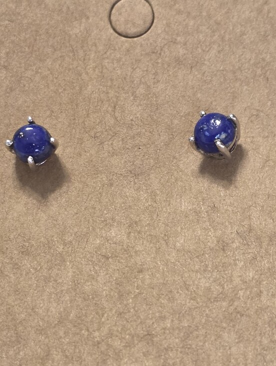 Jewelry - Lapis Blue Stud Earrings in Silver Setting